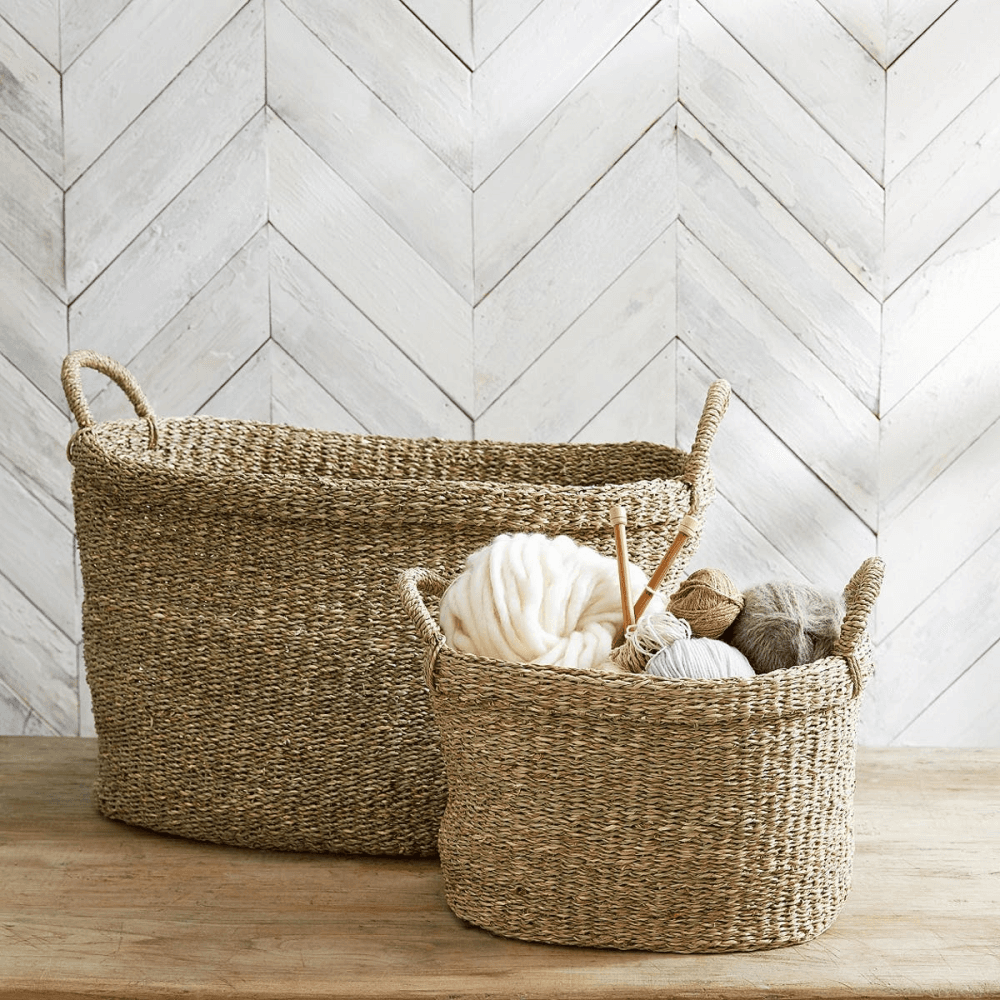 Seagrass Large oval basket, H38 x W43 x L56cm, Natural