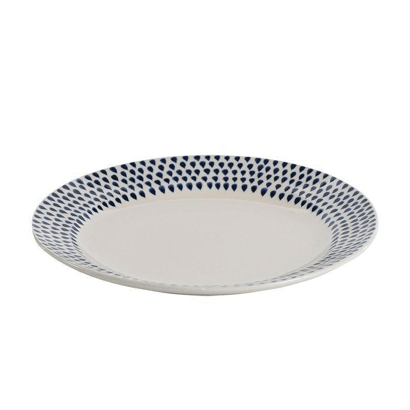 Indigo Drop Dinner Plate, D28cm, Cream and Indigo