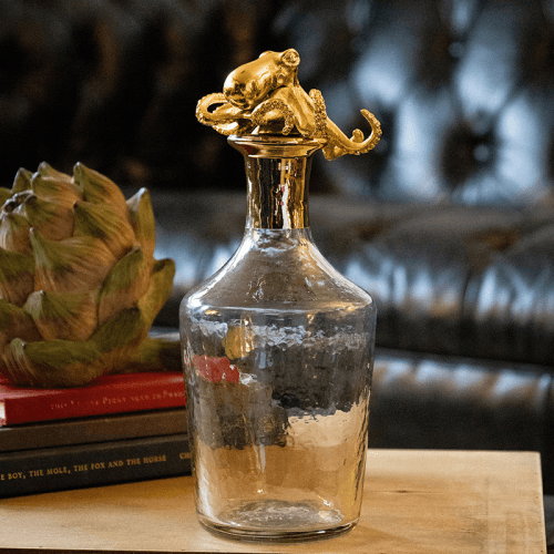 Image showing the Octopus Decanter with Stopper, D12.5 x H21cm, Gold product.