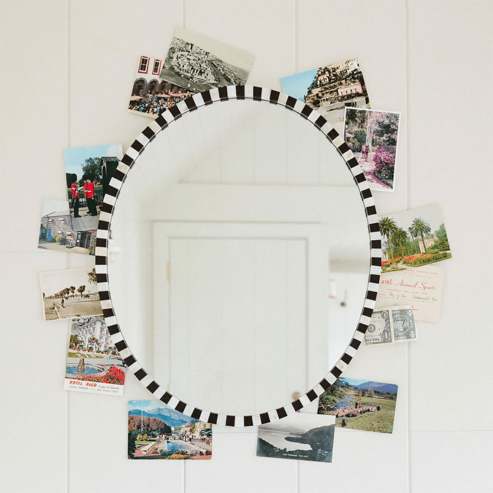 Oval Pearl Mirror, H60cm x W50cm, Brown