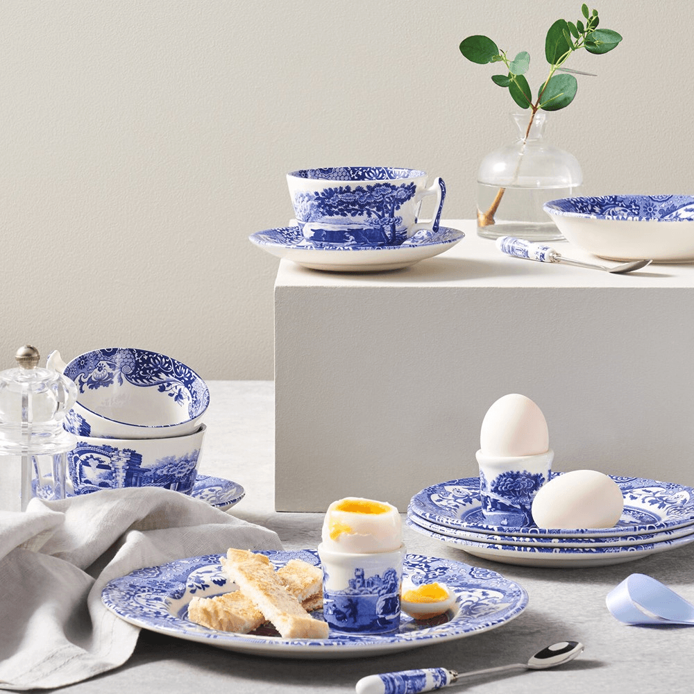 Blue Italian Set of 4 breakfast cups and saucers, 280ml