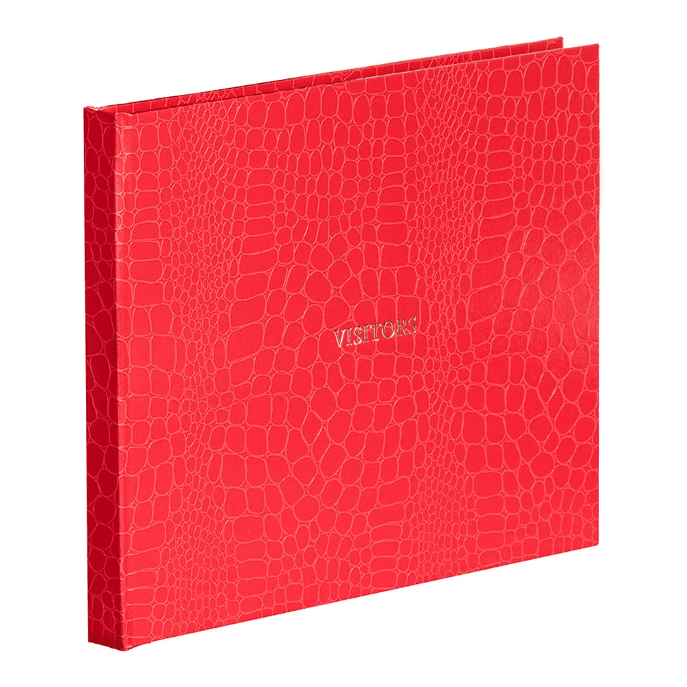 Oyster Bay Lined Visitors Book, L22 x W28.5cm, Red Croc