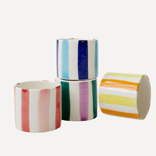 Image showing the Stripe Set of 4 Coffee Cups, 235ml, Multi product.