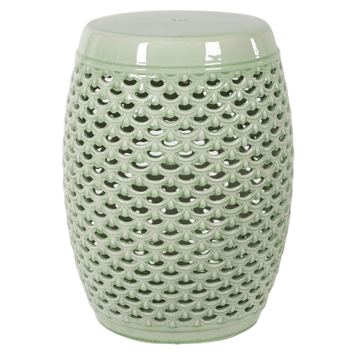 Image showing the Lattice Ceramic Stool, H45cm, Sage product.