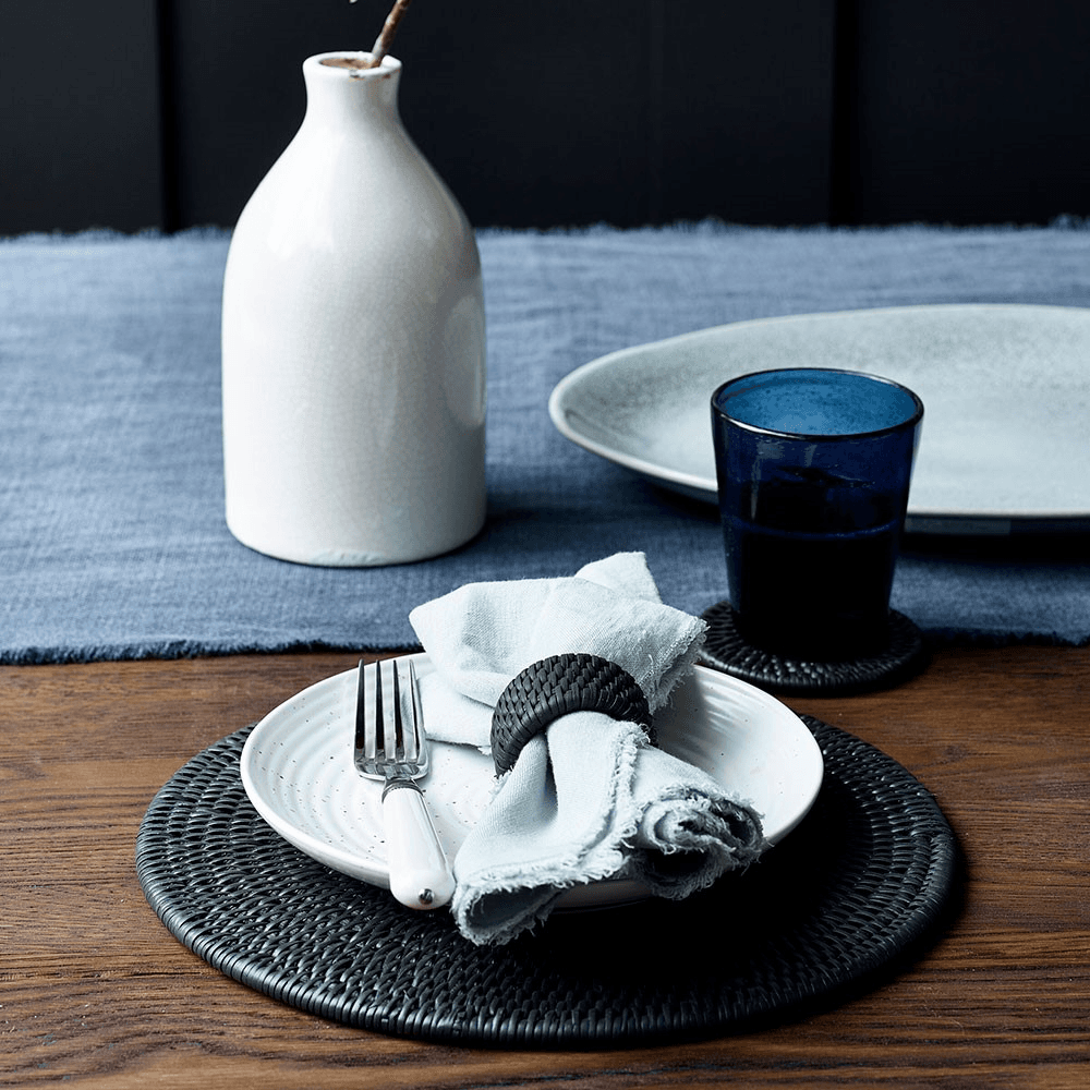 Ashcroft Set of 6 placemats, Dia29cm, Charcoal Rattan
