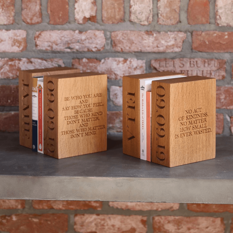 Personalised Pair of Bookends, Oak