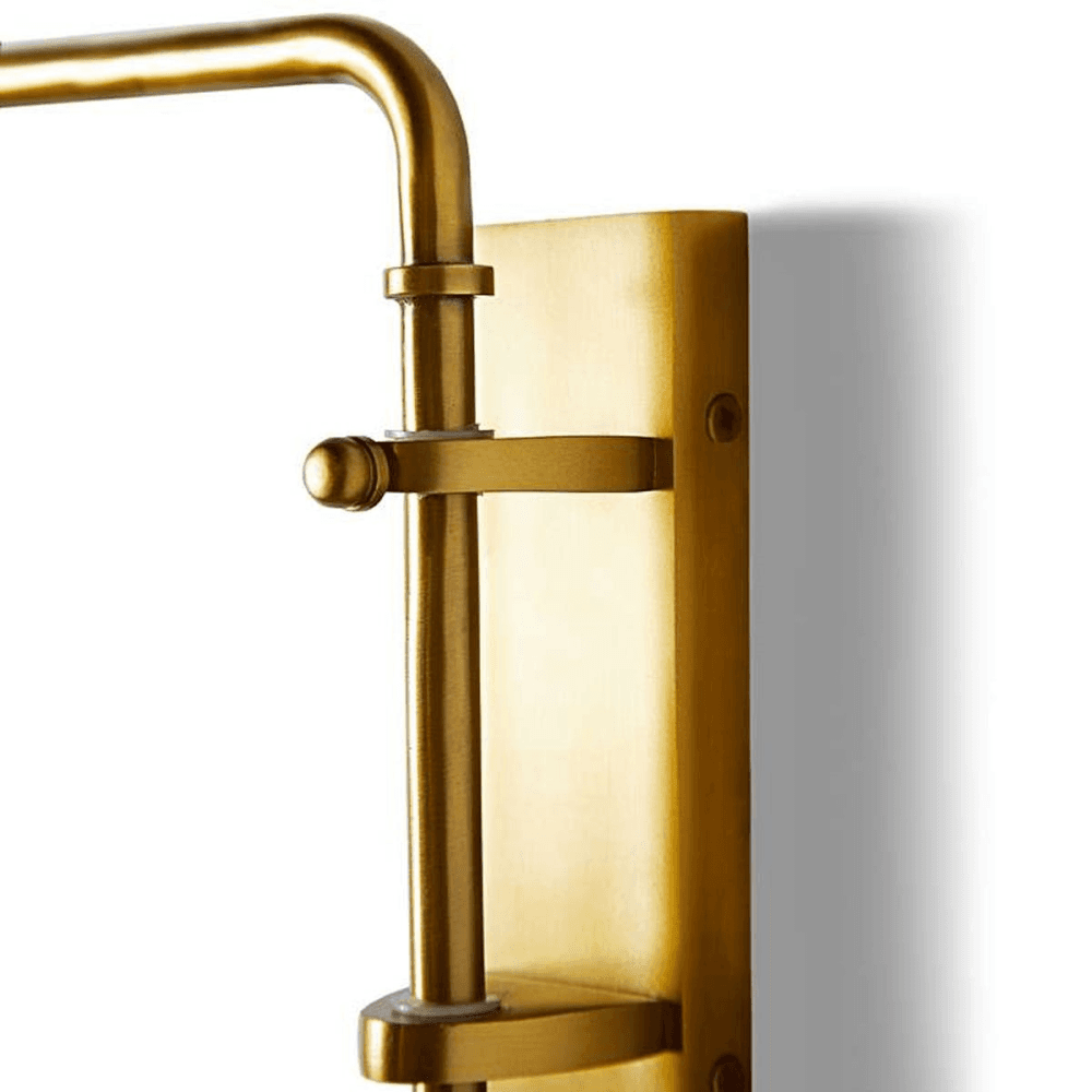 Tiree Wall fitting light with external flex in olive green, Antiqued Brass