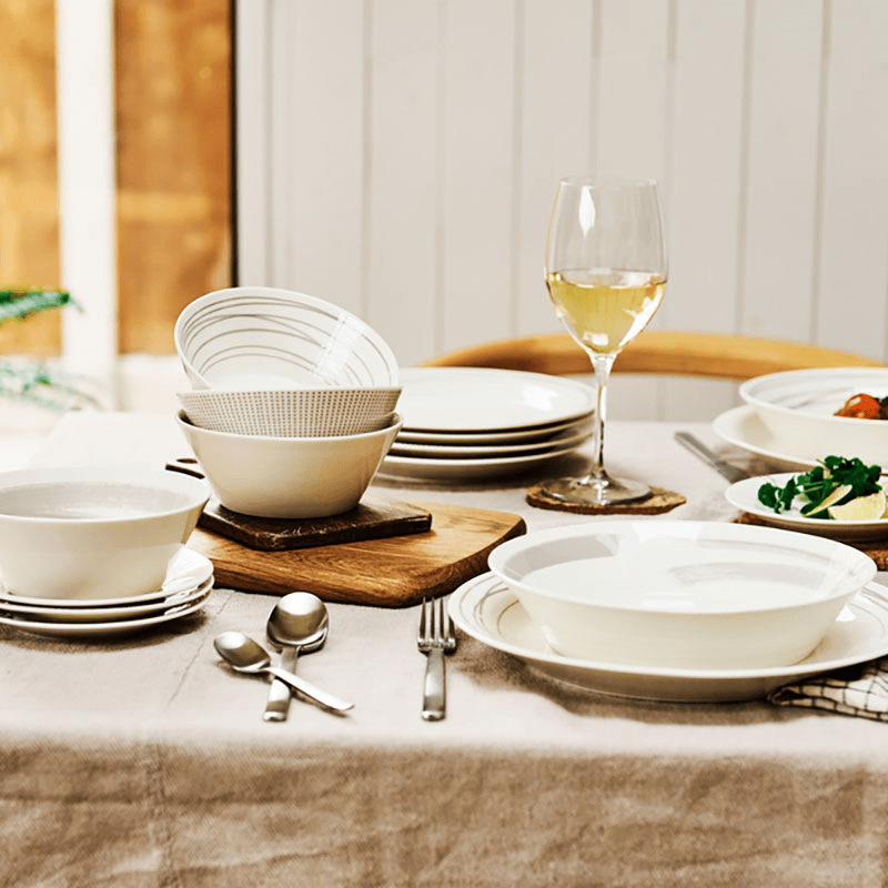 Pacific Dots 16 Piece Dinnerware Set, Stone