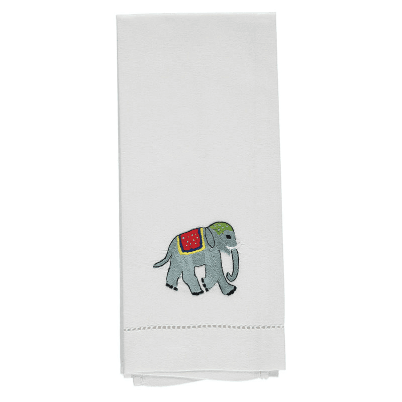 Elephant Hand Towel, 38 x 58cm, White/Green/Blue