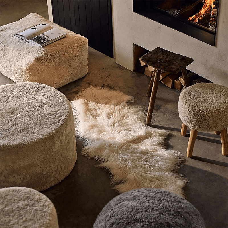 Sheepskin Sheepskin Oblong Pouffe, Pearl
