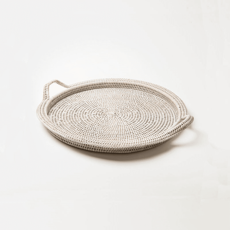 Inle Rattan Tray, D40cm, White
