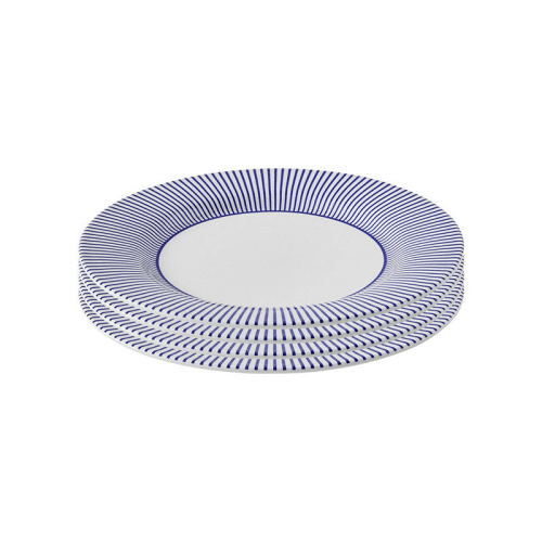 Image showing the Stecatto Set of 4 Dinner Plates, D28cm, White and Blue product.