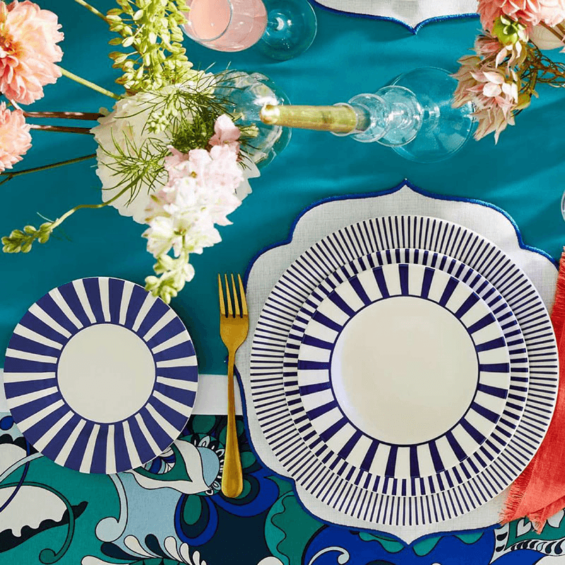 Stecatto Set of 4 Side Plates, D18cm, White and Blue