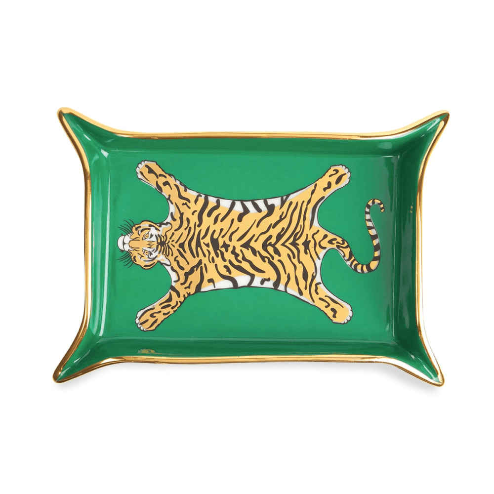 Tiger Valet Tray, Gold/Green