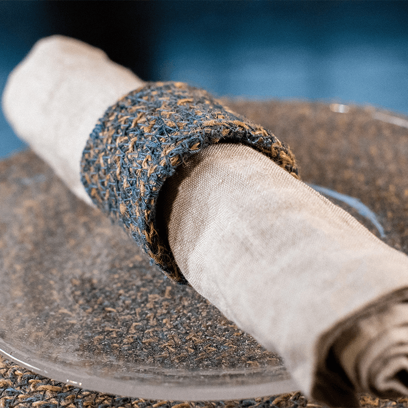 Jute Set of 4 Napkin Rings, H5 x D5cm, Gull Grey