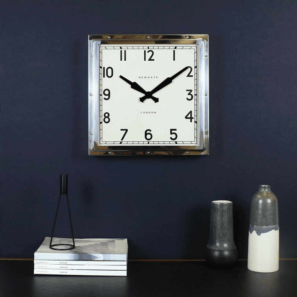 Quad Wall clock, D40cm, Polished Chrome Steel