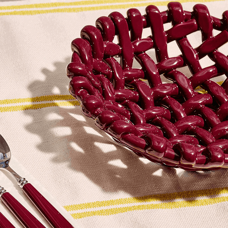 Juicy Basketweave Bowl, D31cm, Burgundy