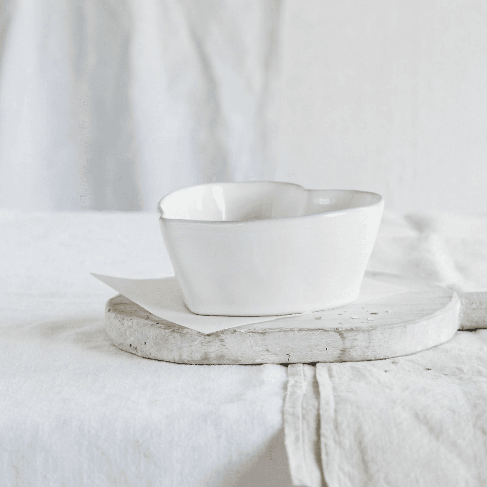 Porto Heart oven dish, W16 x H7cm, white stoneware