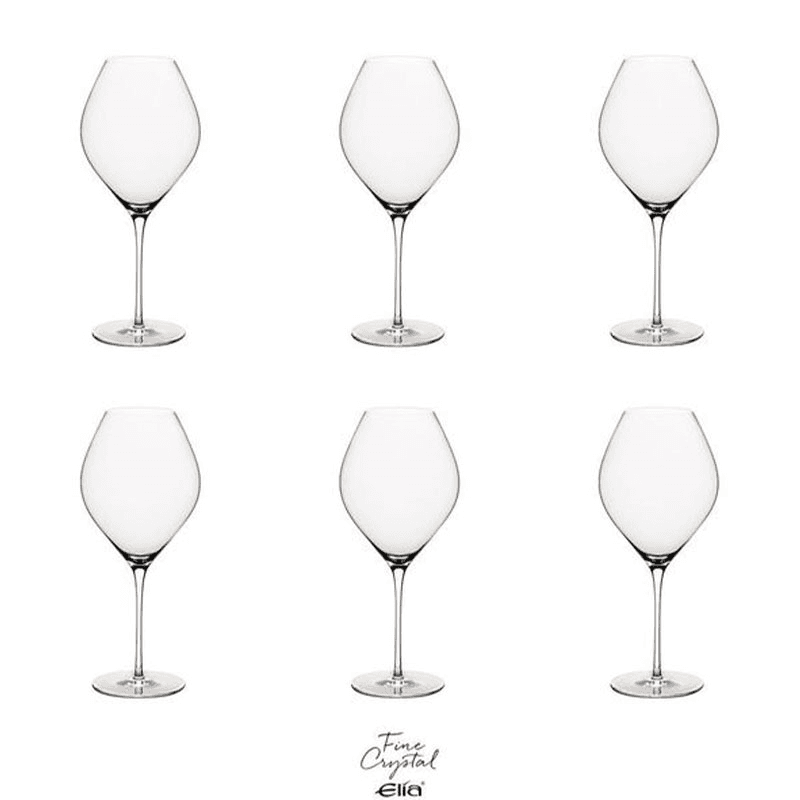 Miravell Set of 6 Crystal White Wine Glasses, 490ml, Clear