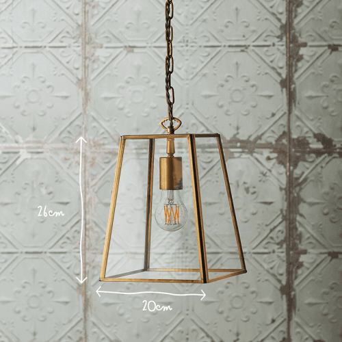 Image showing the Luxor Small Lantern Pendant, H26cm x W20cm, Antique Brass product.