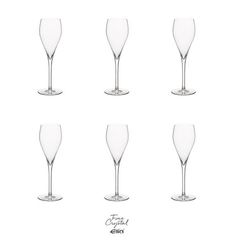 Miravell Set of 6 Crystal Tulip Short Glasses, 140ml, Clear