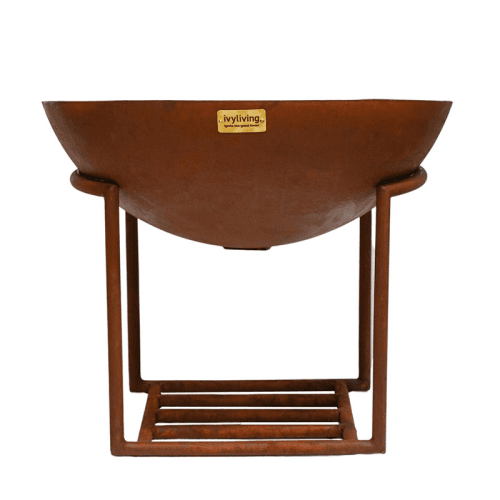 Image showing the Outdoor cast iron firebowl on stand, W57cm, Rust product.