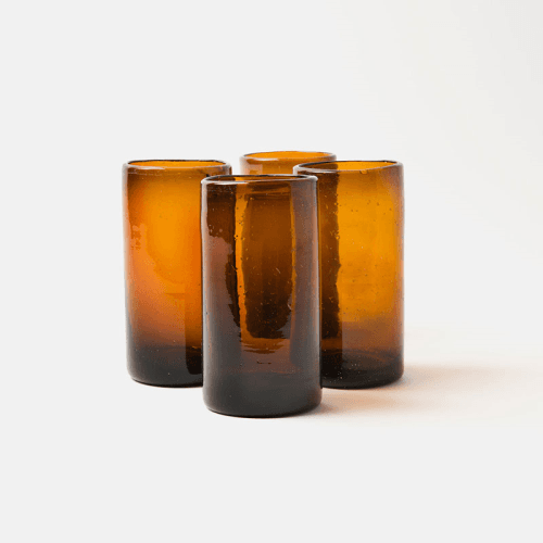 Image showing the Zomi Set of 4 High Ball Glasses, H13.5cm, Amber product.