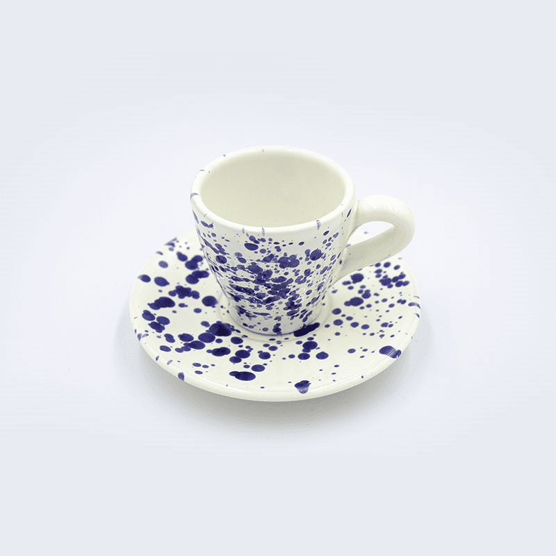 Splatter Espresso Cup & Saucer, D6.5cm, Blueberry