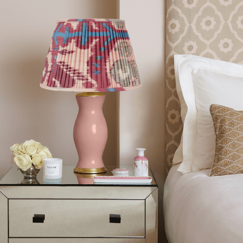Image showing the Ikat Lampshade, H55 x W35 x D35cm, Pink And Fuchsia product.