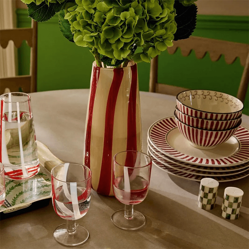 Vaserley Pair of Salt and Pepper Shakers, Chequered Green & Bone