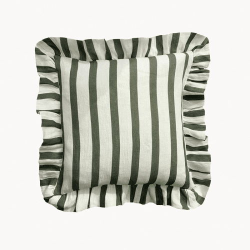 Image showing the Stripe Cushion Cover, 45 x 45 cm, Olive & Ivory product.