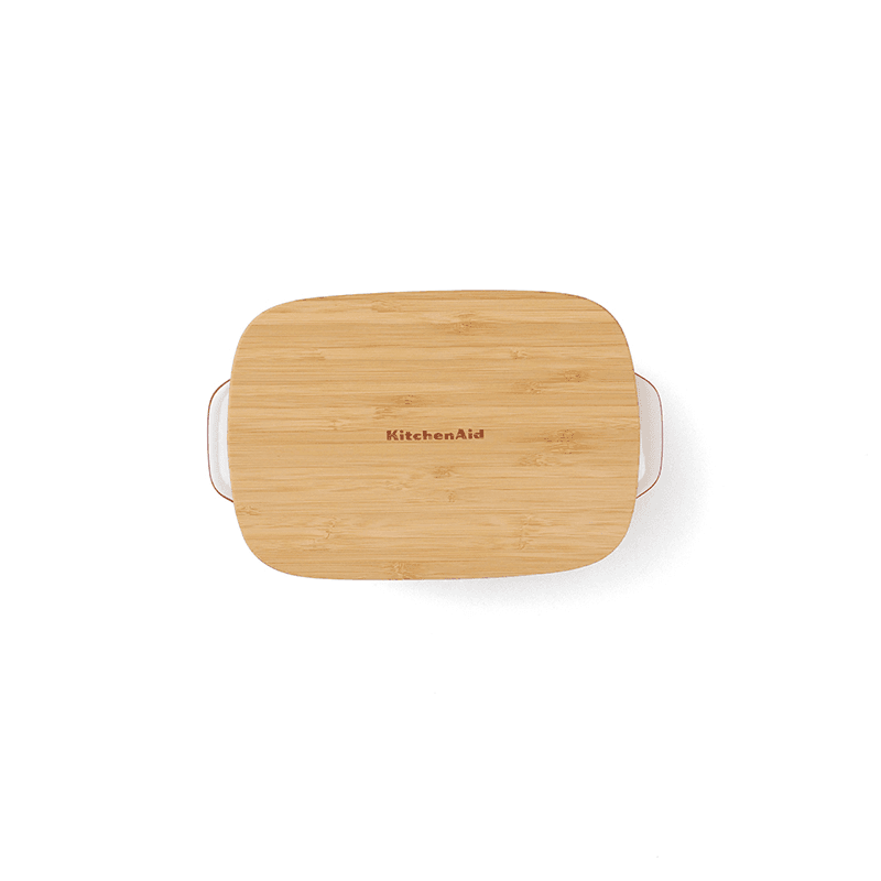 Stoneware Dish with Bamboo Lid, 20cm, Empire Red