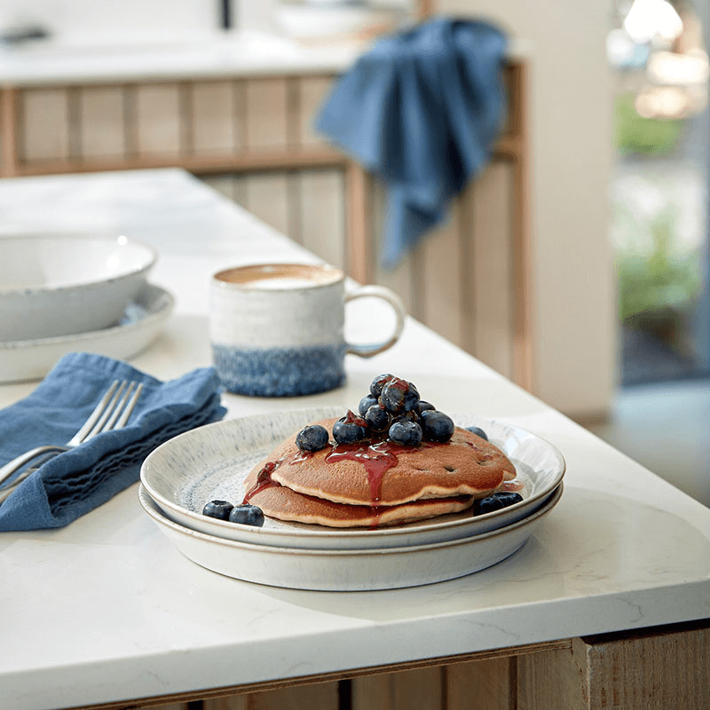 Kiln Blue Set of 4 Medium Plates, D21.5cm