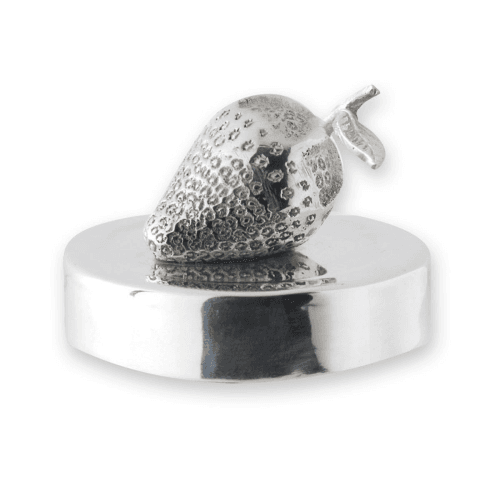Image showing the Strawberry Jam jar lid, Silver Plate product.