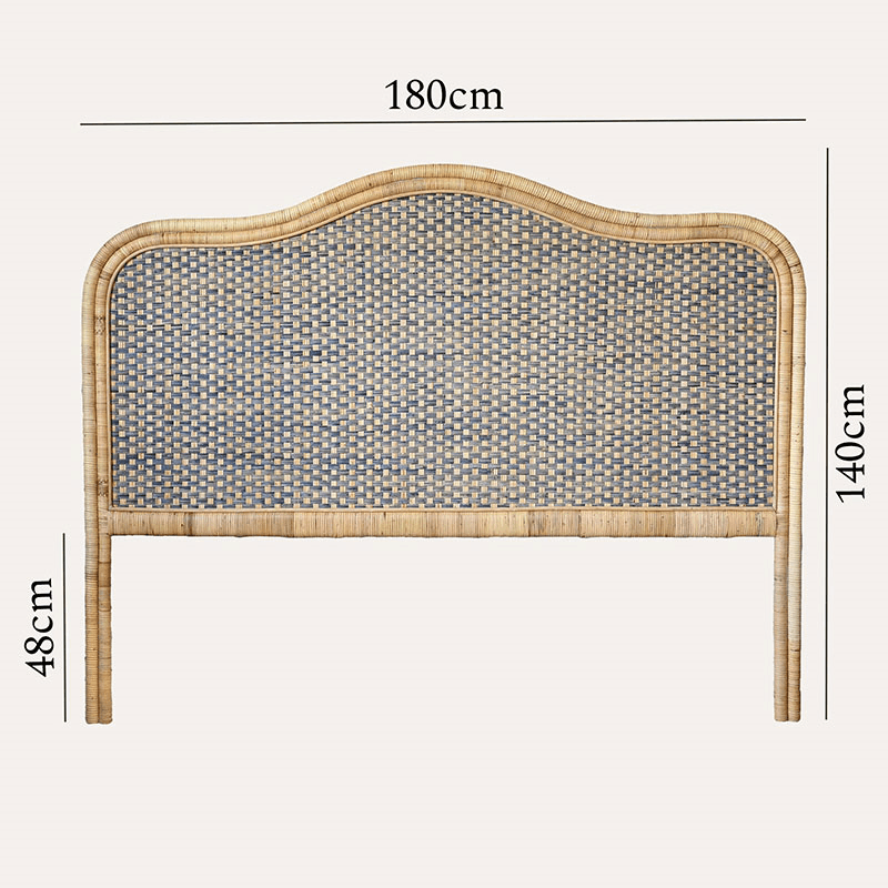 Rattan Super King Headboard, Blue