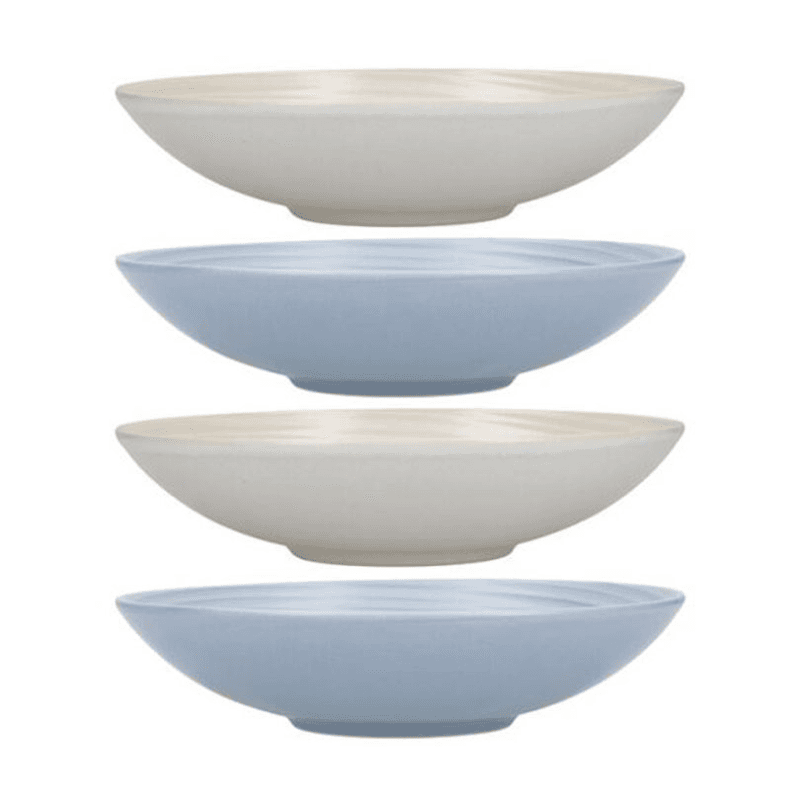 Stoneware Set of 4 Coupe Pasta Bowls, D22cm, Blue