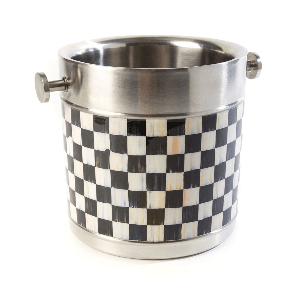 Courtly Check Ice bucket, 18cm, Black & White