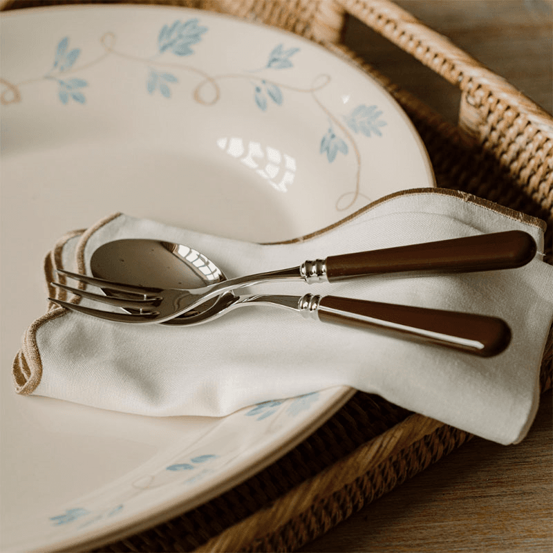 Scalloped Linen Dinner Napkin, Taupe, 50cm, Taupe