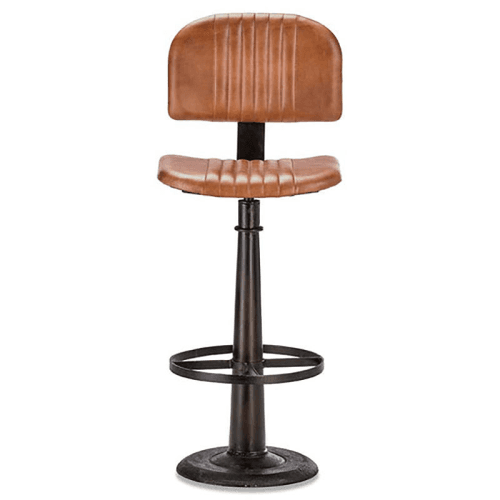 Image showing the Narwana Bar Chair, Aged Leather & Iron product.