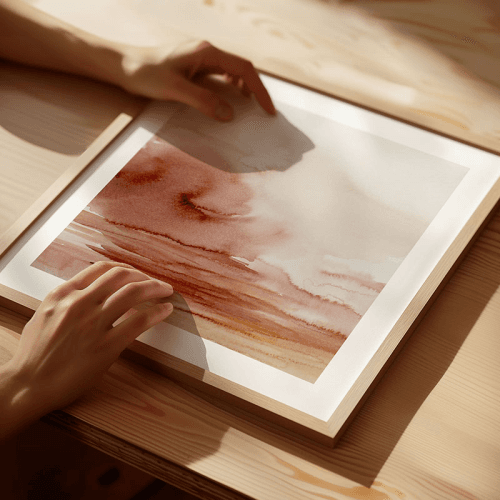 Image showing the Warm Skies 2 Square Signed Print, 30 x 30cm, Coral product.
