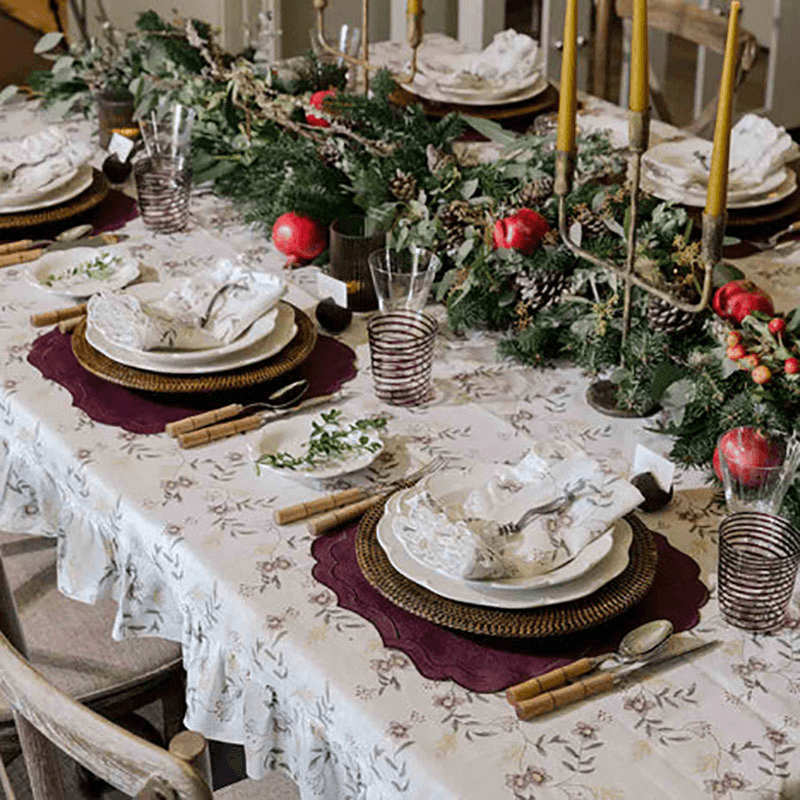 Hellebore Ruffle Tablecloth, 300 x 170cm, Multi