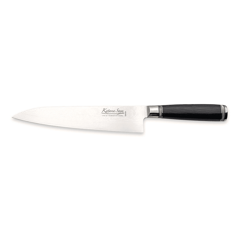 Katana Saya Pakkawood Gyuto Knife, 20cm Damascus Blade