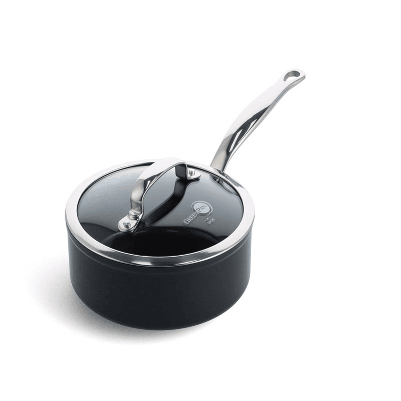 Barcelona Pro Non-Stick Saucepan with Lid, 18, Black