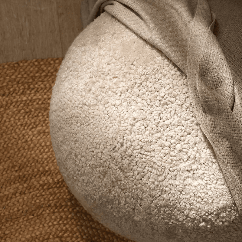 Sheepskin Cosy Pouffe, H35 x D60cm, Oatmeal
