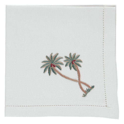 Image showing the Palm Set of 4 Napkins, 45 x 45cm, White product.