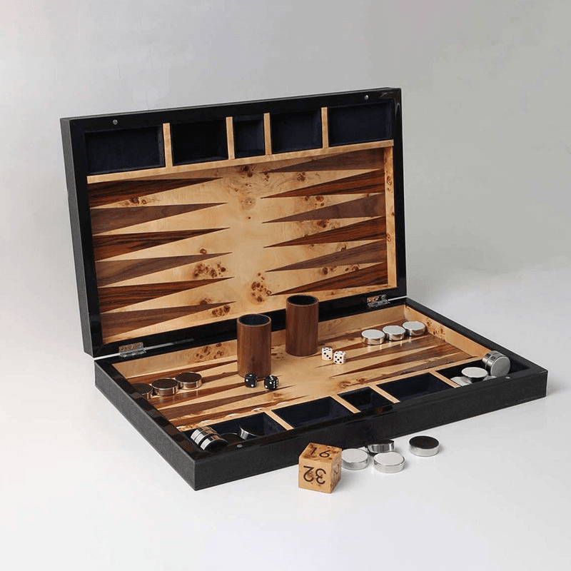 Backgammon Board, 54 x 34cm, Caviar Black Shagreen