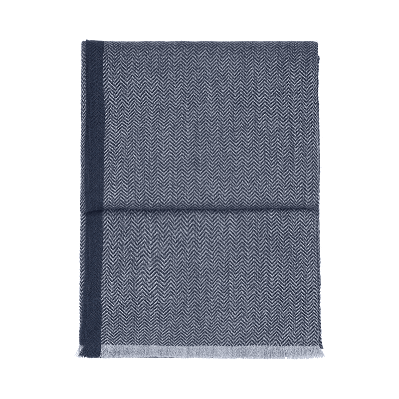 Herringbone Throw, H190cm x W130cm, Dark Blue/Grey