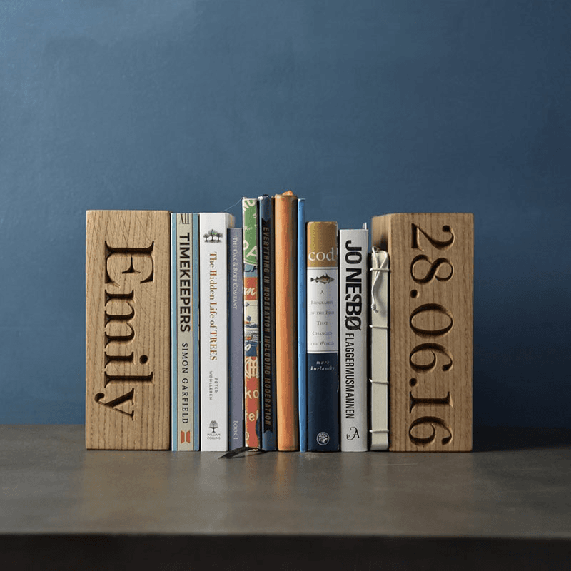 Personalised Pair of Bookends, Oak