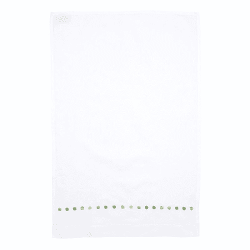 Image showing the Dots Hand Towel, 38 x 58cm, White/Green product.