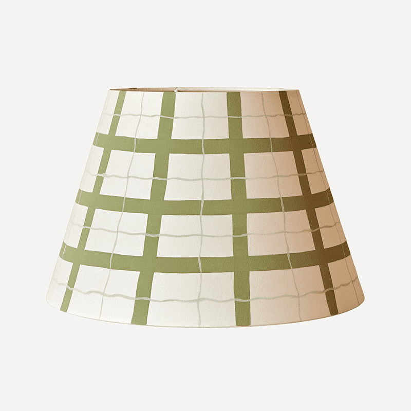 Hum London Gingham Lampshade, 35cm, Mossy Green